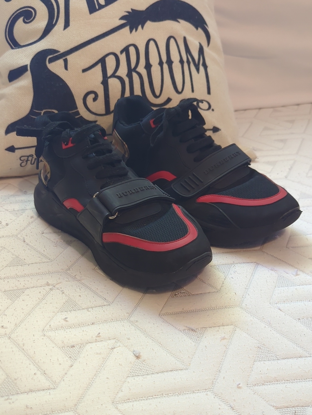 Burberry Black and Red Men's Sneakers